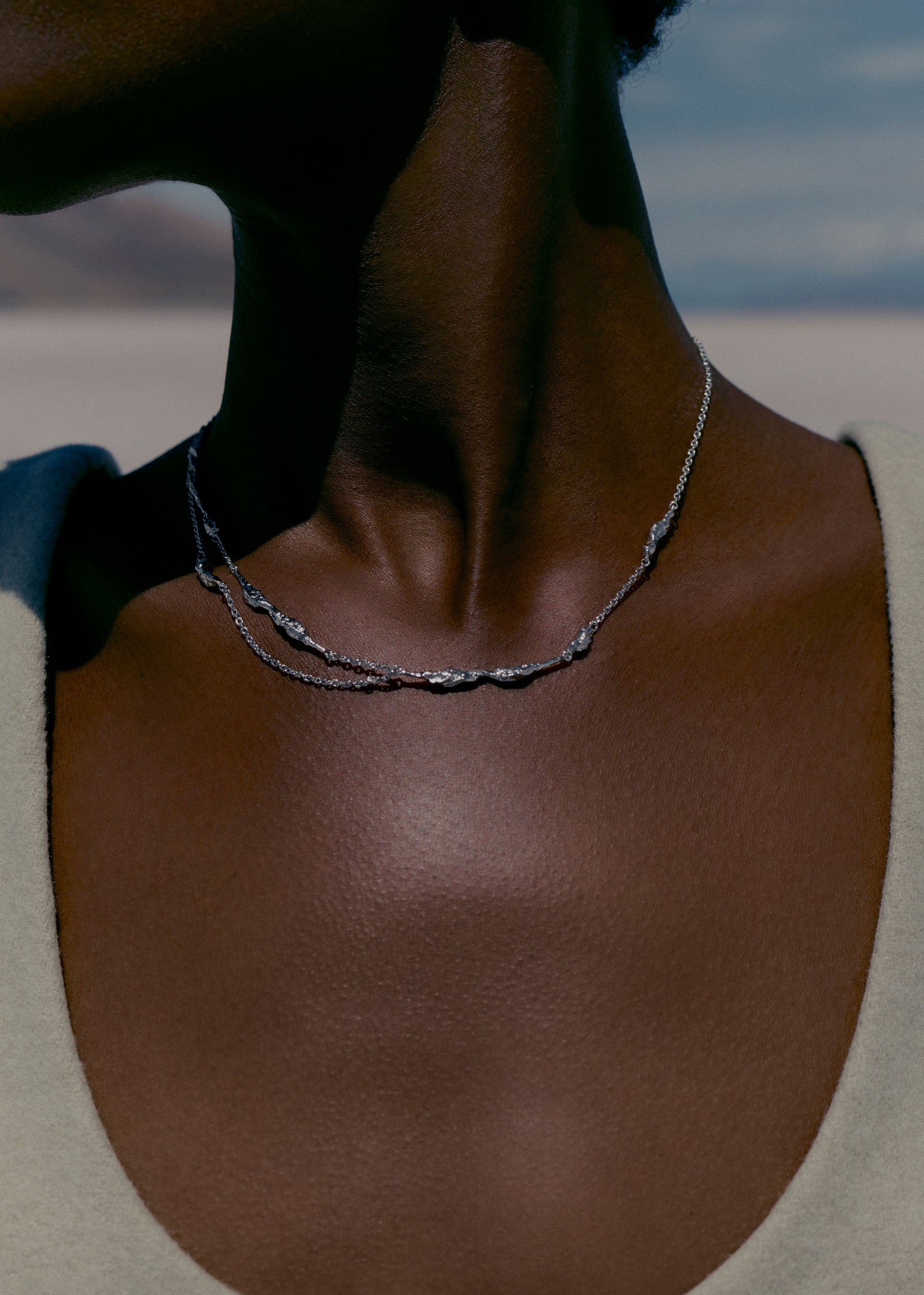 Eroz Double Chain - Silver in rhodium plated brass